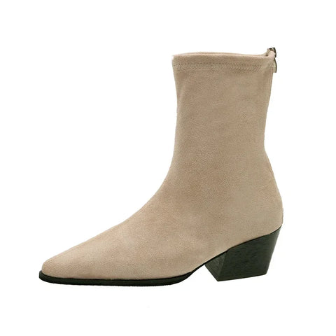 Sonicelife Back Zipper Design Shoes for Women 2025  Autumn Winter New Style Fashionable Pointed Toe Women's Modern Boots Plus Size 35-42