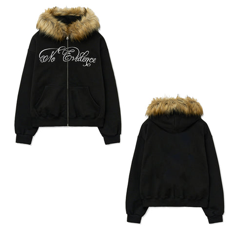 Sonicelife Hip Hop Punk Grunge Gothic Aesthetic Print Women Men Hoodies Y2K Harajuku Emo Girls Casual Fur Collar Sweatshirt Chic Streetwear