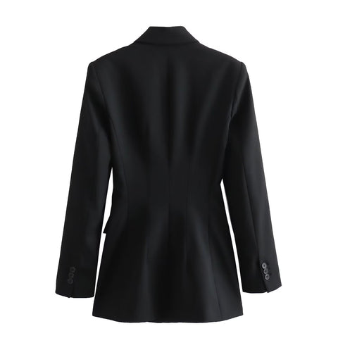 Sonicelife Women's Suit Jacket with Stitching Decoration, Slim Fit, Casual Versatile, 2-Button Top, New