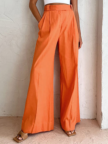 Sonicelife-High Waist Wide Leg Loose Trousers