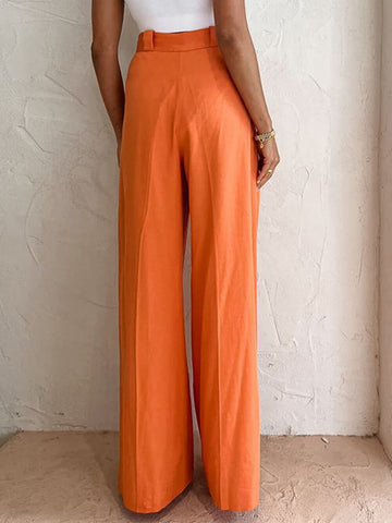 Sonicelife-High Waist Wide Leg Loose Trousers