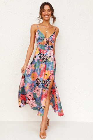 Sonicelife-Sweet Print Halter Dress