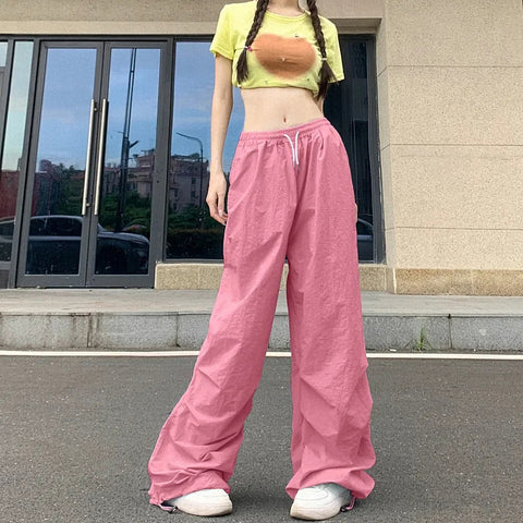 Sonicelife Y2K Cargo Pants Women Korean Streetwear Oversize Casual Straight Trousers Ladies Summer Fashion Harajuku Sports Pants New