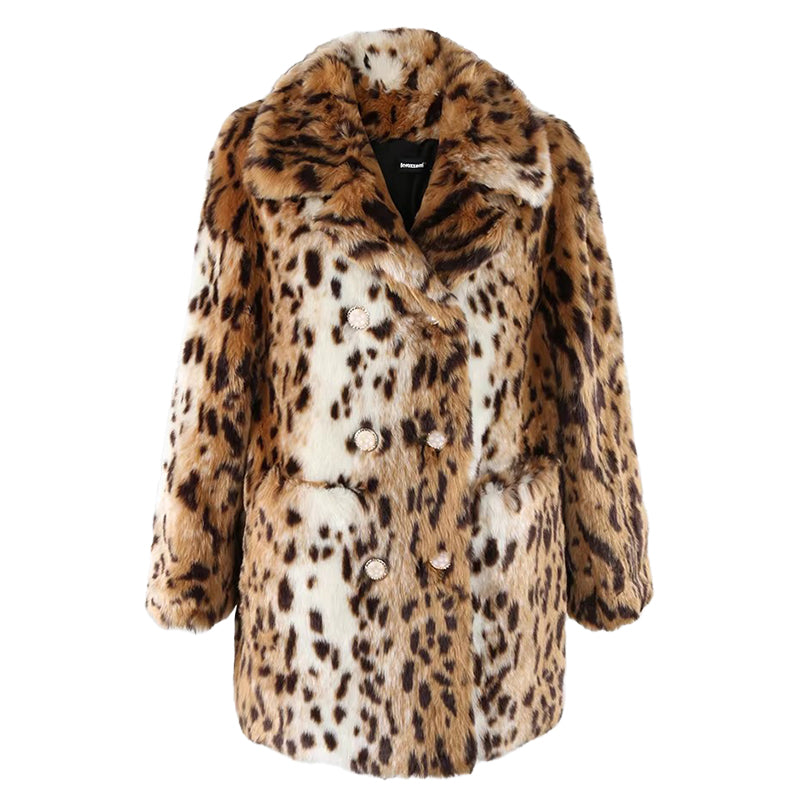 christmas outfit Sonicelife Spring Winter Multicolored Colorful Leopard Print Thick Warm Faux Fur Jacket Women Chic Luxury Designer Clothes 2025