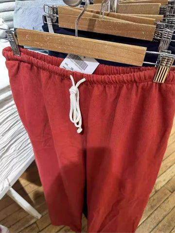 Sonicelife Red Drawstring Elastic Waist Oversized Retro Trouser Woman Casual Wide Leg Pant Loose Y2K Harajuku Sweatpants Cototn Blend