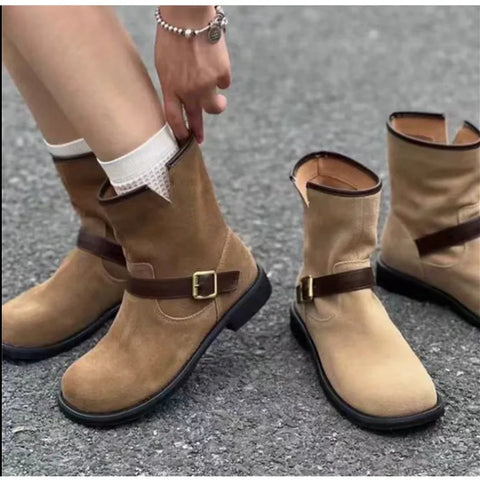 Sonicelife Retro Chunky Heels Shoes Women Suede Platform Ankle Boots 2025   Brand Trend Woman Autumn Winter Elegant Snow Botas Mujer Zapatos