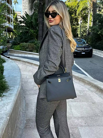 Sonicelife 3 Pieces Suits For Women Fashion Lapel Long Sleeves Coat Flower Decoration Halter Tank Tops Female Wide Leg Pants Lady Outfits