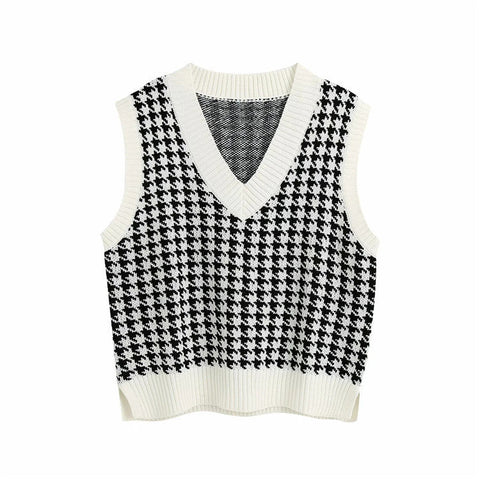 Sonicelife Houndstooth knitted Sweater