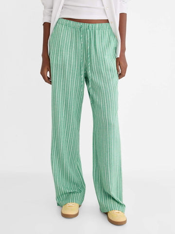 Sonicelife-Striped Loose Wide-Leg Pants