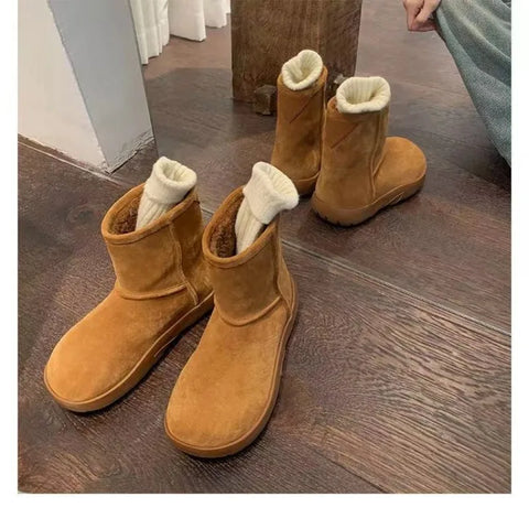 Sonicelife 2024 High Quality Ladies Shoes Slip-on Women's Boots Fashion Short Plush Daily Boots Women Hot Sale Round Toe Solid Snow Boots