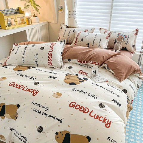 Sonicelife Cute Boys Duvet Cover Set with Zipper Girls New Flat Bed Sheet Pillowcases No Filler Double Queen Size Adult Kids Bedding Linens