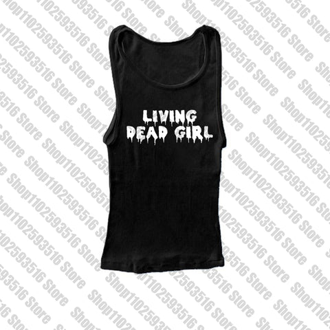 Sonicelife Y2k Clothes Gothic Aesthetic Cute Sleeveless Camisole Punk grunge Letter Print Grunge Crop Top E-girls Corset Tank Top Baby Tee