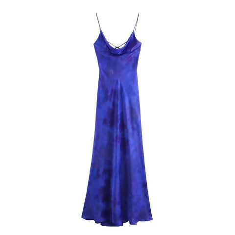 Sonicelife Women's Camisole Dress with V-neck and Backless Lace Up Design Fashionable and Sexy Commuting Temperament Midi Dress New