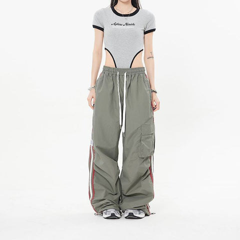 Sonicelife Vintage Side Striped Baggy Cargo Sweatpants