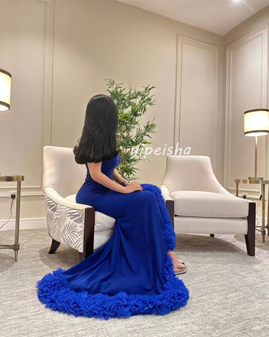 Sonicelife Customized Sexy Fashion Jersey Pleat Ruched Mermaid Strapless Long Dresses Bespoke Occasion Dresses High Quality Sizes Available (PRE-ORDER)