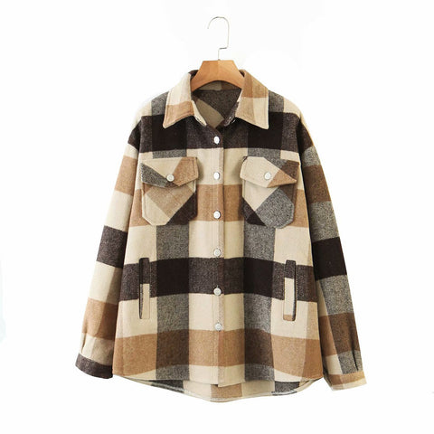 Sonicelife Lapel check wool coat