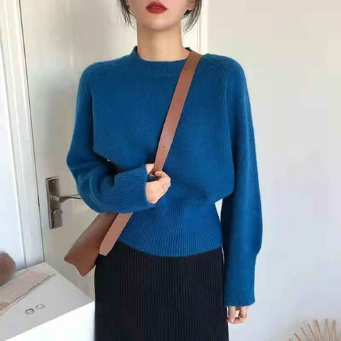 Black Friday Sonicelife Autumn Cashmere Knitted Sweaters Women Winter Warm Casual Mock Neck Solid Jumpers Harajuku Loose Simple Pullovers Sweater New