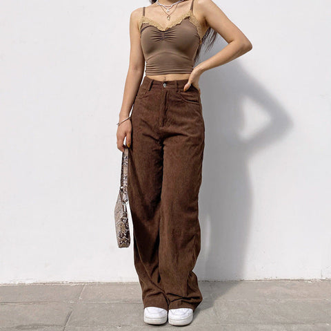 Sonicelife Street High Waist Corduroy Pants