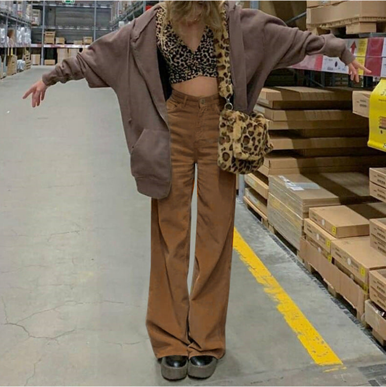 Sonicelife Street High Waist Corduroy Pants