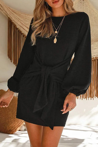 Sonicelife hoco dresses-Fashion Casual Solid Patchwork O Neck A Line Dresses(5 Colors)
