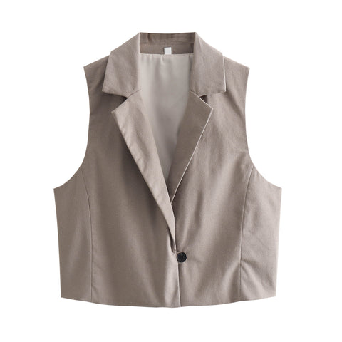 Sonicelife Unisex Double Breasted Vest with One Button, Suit Collar, Sleeveless Top, Simple Casual and Versatile Shorts, New
