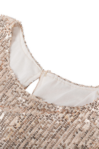 Sonicelife-Elegant Solid With Belt Sequins O Neck A Line Dresses