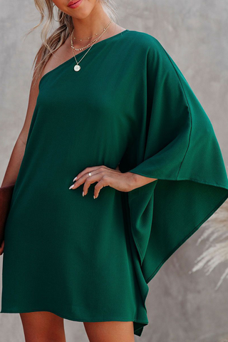 Sonicelife hoco dresses-Casual Solid Patchwork One Shoulder Straight Dresses(9 Colors)