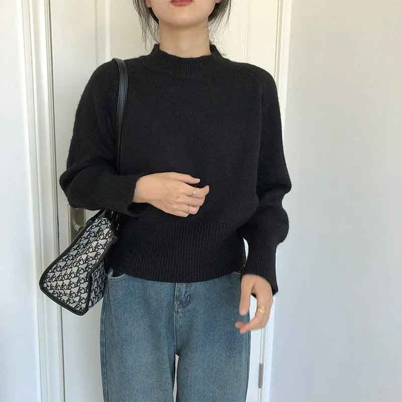 Black Friday Sonicelife Autumn Cashmere Knitted Sweaters Women Winter Warm Casual Mock Neck Solid Jumpers Harajuku Loose Simple Pullovers Sweater New