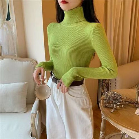 Sonicelife Simple Turtleneck Sweater Women Winter Basic Elastic Slim Knit Jumper Ladies Fall Long Sleeve Female Pullover Top New