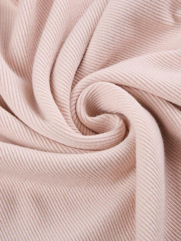 Sonicelife-Contrast Color Lace Trim Slim Long Sleeve Knit