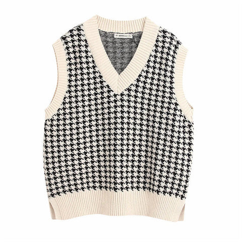 Sonicelife Houndstooth knitted Sweater