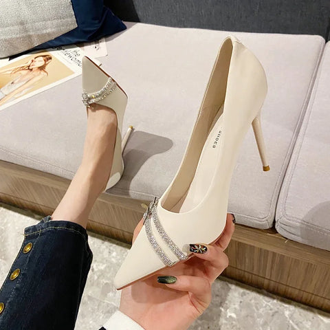 Sonicelife Sexy High Heels Women Shoes Crystal Luxury Pointed Toe Dress Shoes Summer Sandals 2024 Spring Designer Party Femme Zapatos Pumps