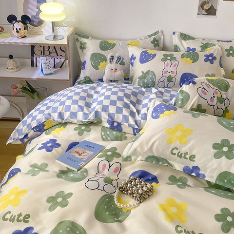 Sonicelife Kawaii Cartoon Bedding Set No Filling New Arrival Soft Boys Girls Single Double Duvet Cover Flat Sheet Pillowcase Kit