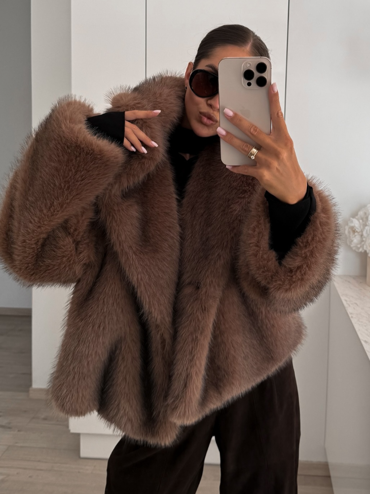 christmas outfit Sonicelife Chic Women's Solid Winter Warm Faux Fur Long Coat Luxury Full Sleeve Thicken Loose Furry Jacket Female Thermal Streetwear 2024