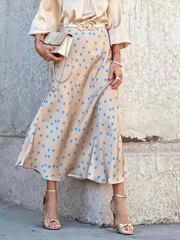 Sonicelife-Polka Dot Print Long Skirt