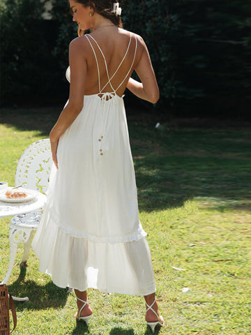 Sonicelife hoco dresses-Chiffon Ruffle Midi Dress
