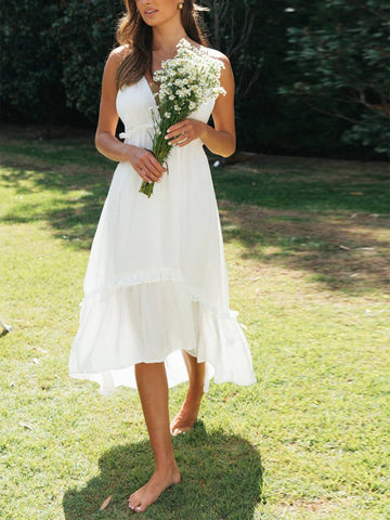 Sonicelife hoco dresses-Chiffon Ruffle Midi Dress