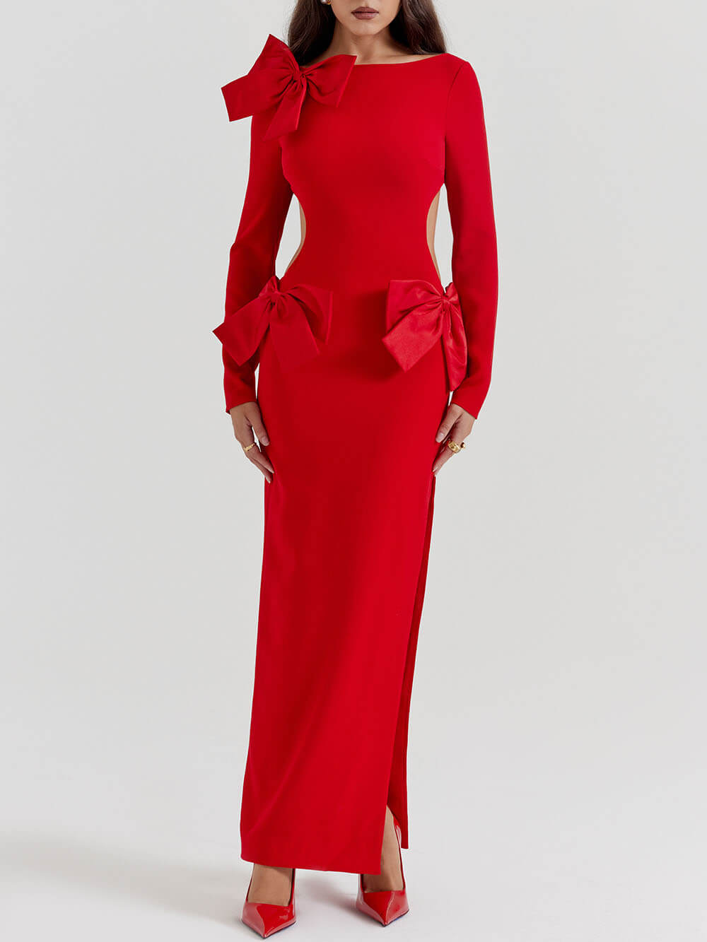 Sonicelife-Red Bow Maxi Dress