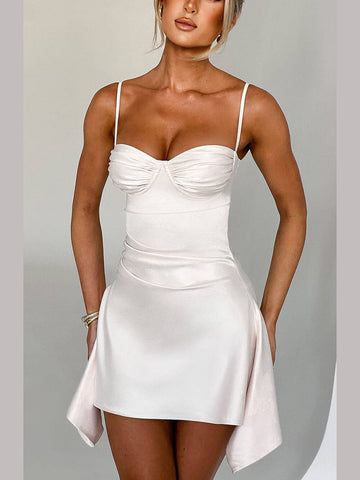 Sonicelife hoco dresses-Irregular Strap Mini Dress