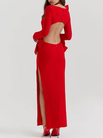 Sonicelife-Red Bow Maxi Dress