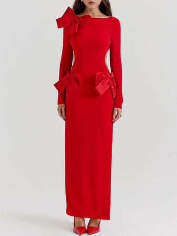 Sonicelife-Red Bow Maxi Dress