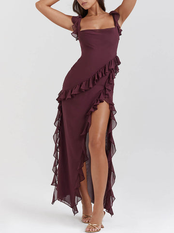 Sonicelife-Mulberry Ruffle Maxi Dress