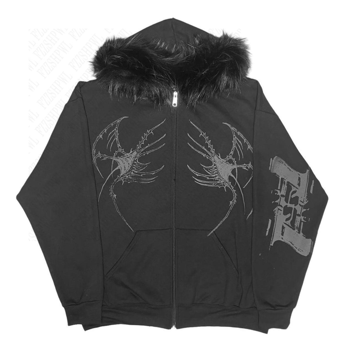 Sonicelife Y2K Goth Ladies Skull Print zipper hoodie Loose street wear American punk hip hop fashion plush patchwork caps for men and women