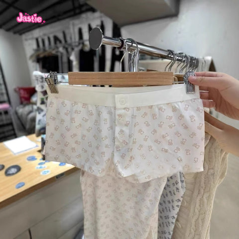 Sonicelife 3 Button Slim Homewear Shorts Bear Print Cute Summer Women Shorts New Y2K Sweet Chic Hot GirlTight Pant Female Boxer Brief