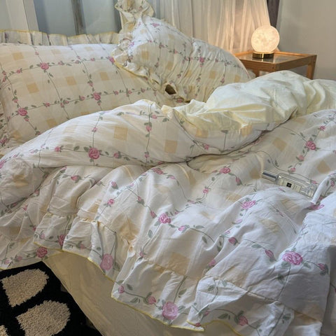 Sonicelife Korean Style Ink Butterfly Bedding Set Summer Ice Silk Cool 4pcs Bed Sheet Set Duvet Cover 2 Pillowcases For Girls