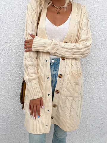 christmas outfit Sonicelife Urban Simple Loose Buttoned Solid Color Jacquard Cardigan Coat