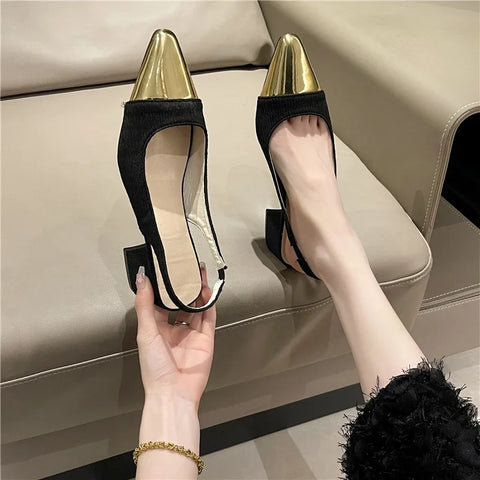 Sonicelife 2024 High Quality Women's Shoes Basic Women's High Heels Fashion Pointed Toe Party Square Heel Ladies Shoes Zapatos