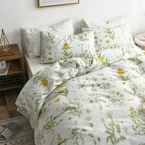 Sonicelife Nordic Bedding Set with Floral Duvet Cover Pillowcase Ins Bed Linen US AU EU Size Queen Double Home Hotel Bedclothes