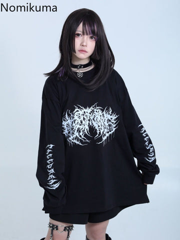 Sonicelife 2025 Ropa Mujer Streetwear Hip-hop Hoodies Women Clothes Japanese Harajuku Tops O-neck Casual Sweatshirts Print Chic Y2k Hoodie