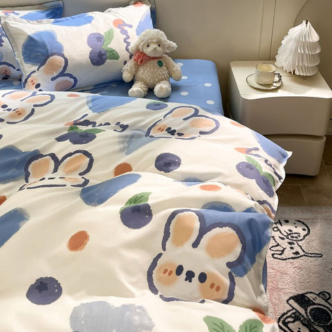 Sonicelife Kawaii Cartoon Bedding Set Kids Adult Full Queen Size Duvet Cover Flat Sheet Pillowcase No Filler Summer Fal Home Bed Linens